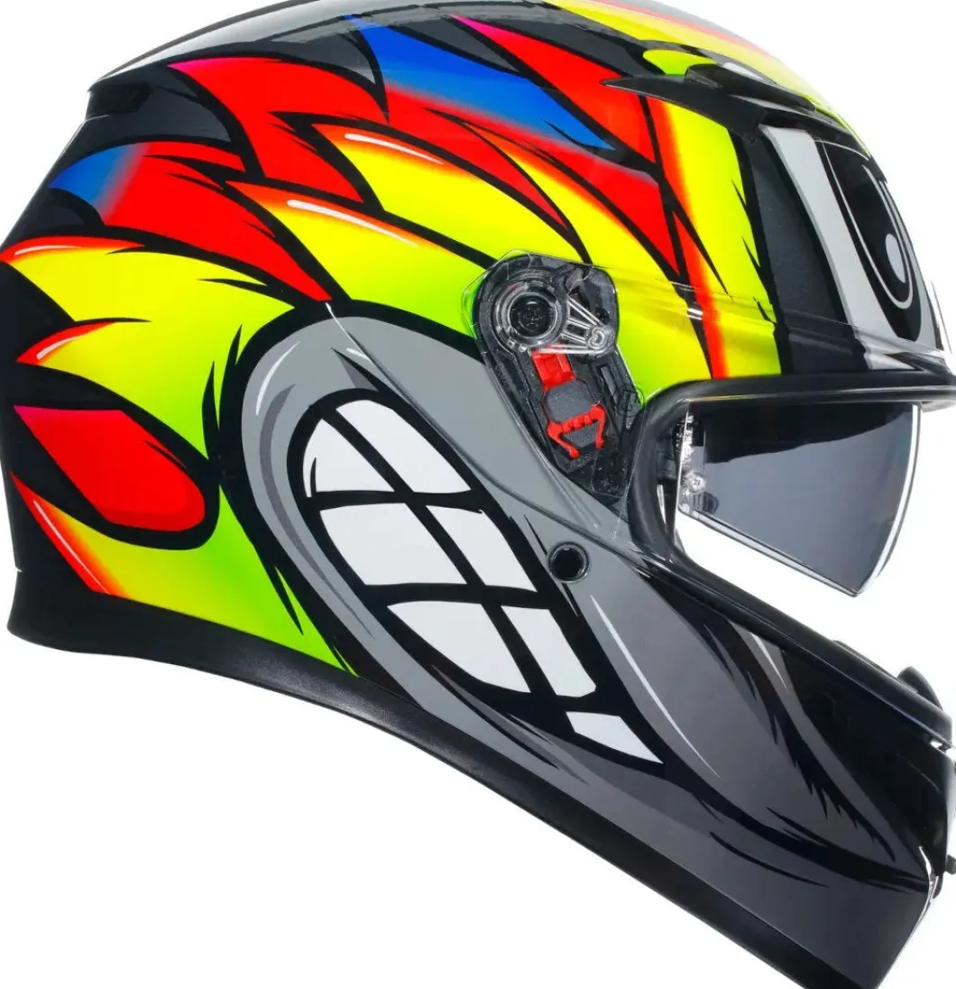 AGV K3 BIRDY 2.0 Full Face Motorcycle Helmets Grey Yellow Red