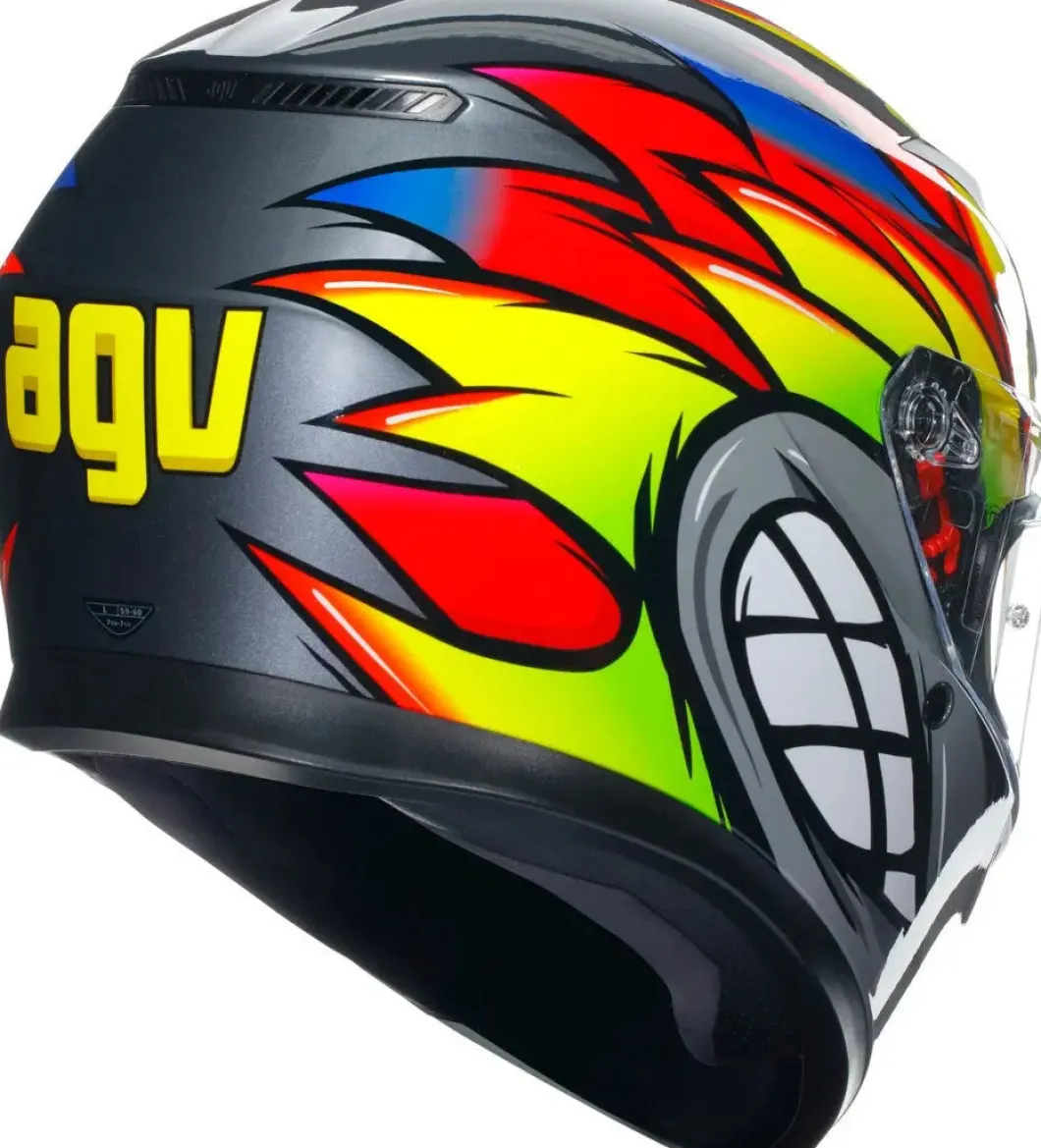 AGV K3 BIRDY 2.0 Full Face Motorcycle Helmets Grey Yellow Red