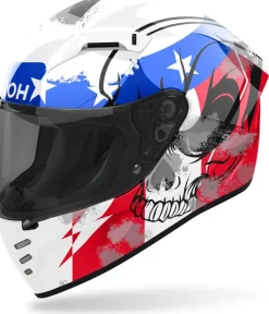 AIROH CONNOR NATION Full Face Motorcycle Helmets White Red Blue