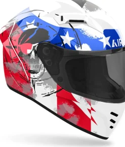 AIROH CONNOR NATION Full Face Motorcycle Helmets White Red Blue