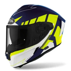 AIROH Spark Rise Full Face Motorcycle Touring Helmets Blue Yellow Matte