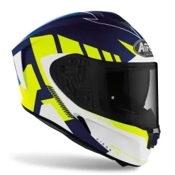 AIROH Spark Rise Full Face Motorcycle Touring Helmets Blue Yellow Matte