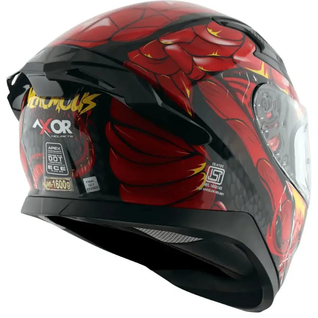 AXOR Helmets APEX VENOMOUS DV CASCHI INTEGRALE NERO ROSSO