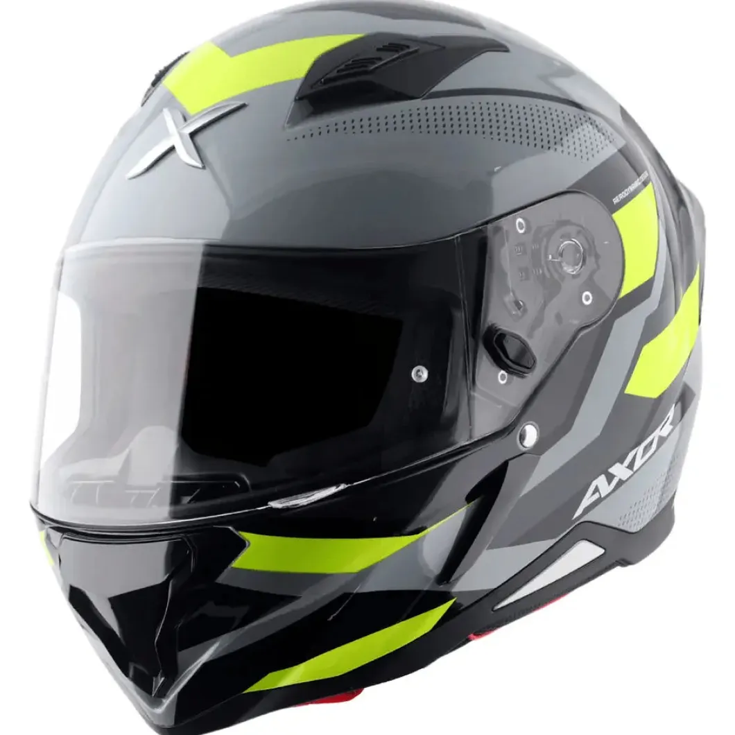 AXOR Helmets HUNTER CORNET CASCHI INTEGRALE NERO OPACO GIALLO FLUO