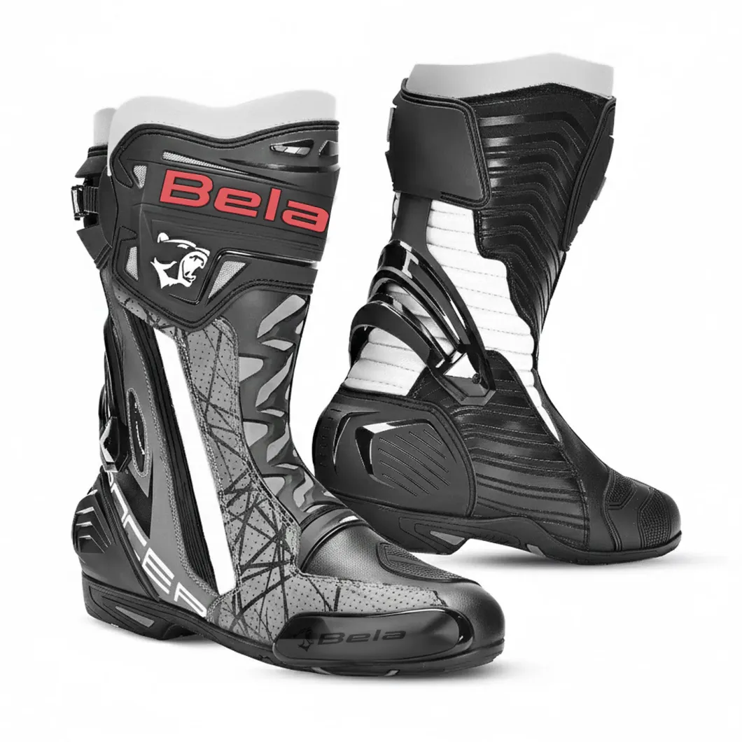 Bela Air Rider Racing Motorcycle Boots Black Grey