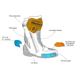 Bela Air Rider Racing Motorcycle Boots Black White