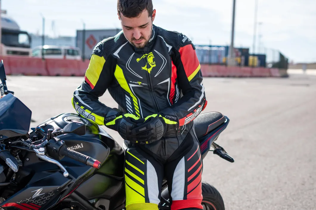 Bela Aragone Black/Red/Yellow Full-Length Motorcycle Suit (1 PC)