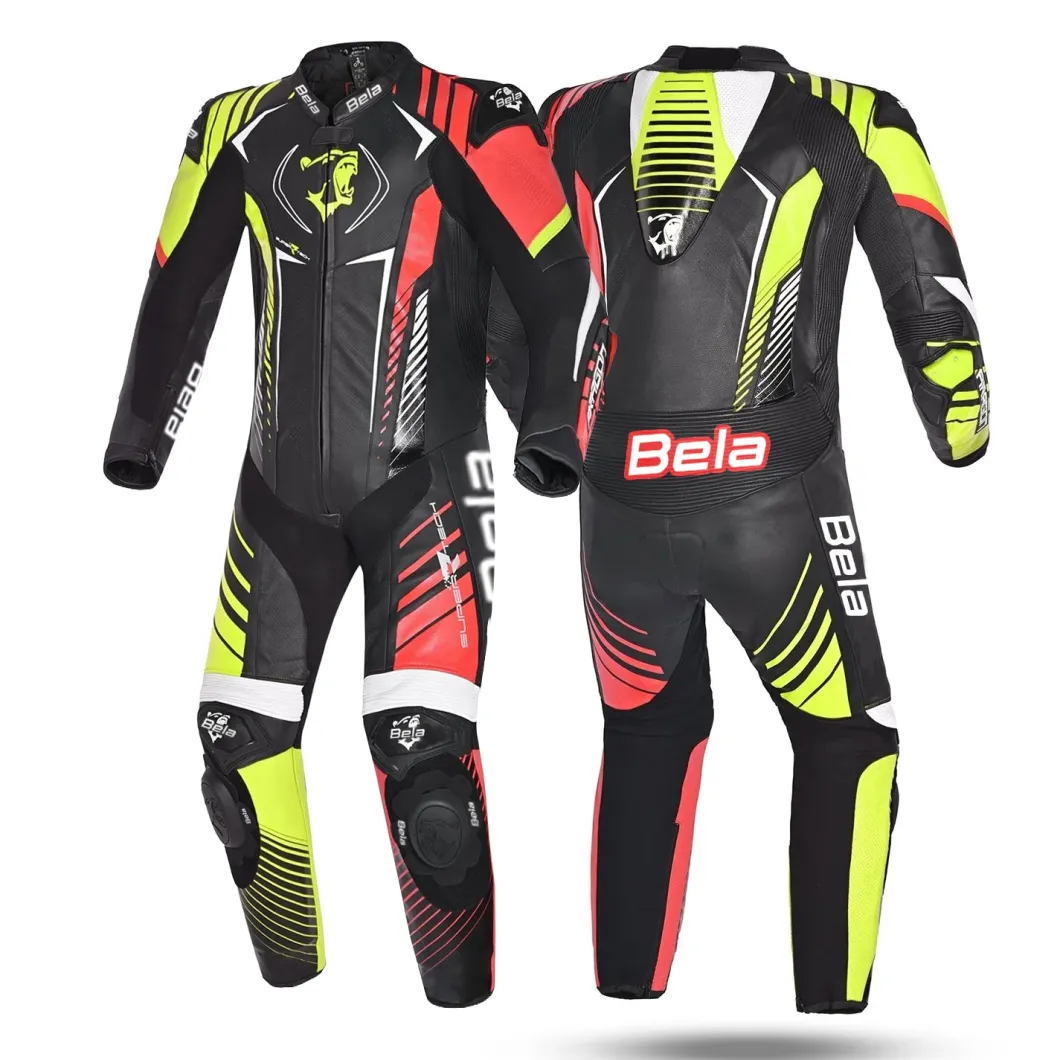 Bela Aragone Black/Red/Yellow Full-Length Motorcycle Suit (1 PC)