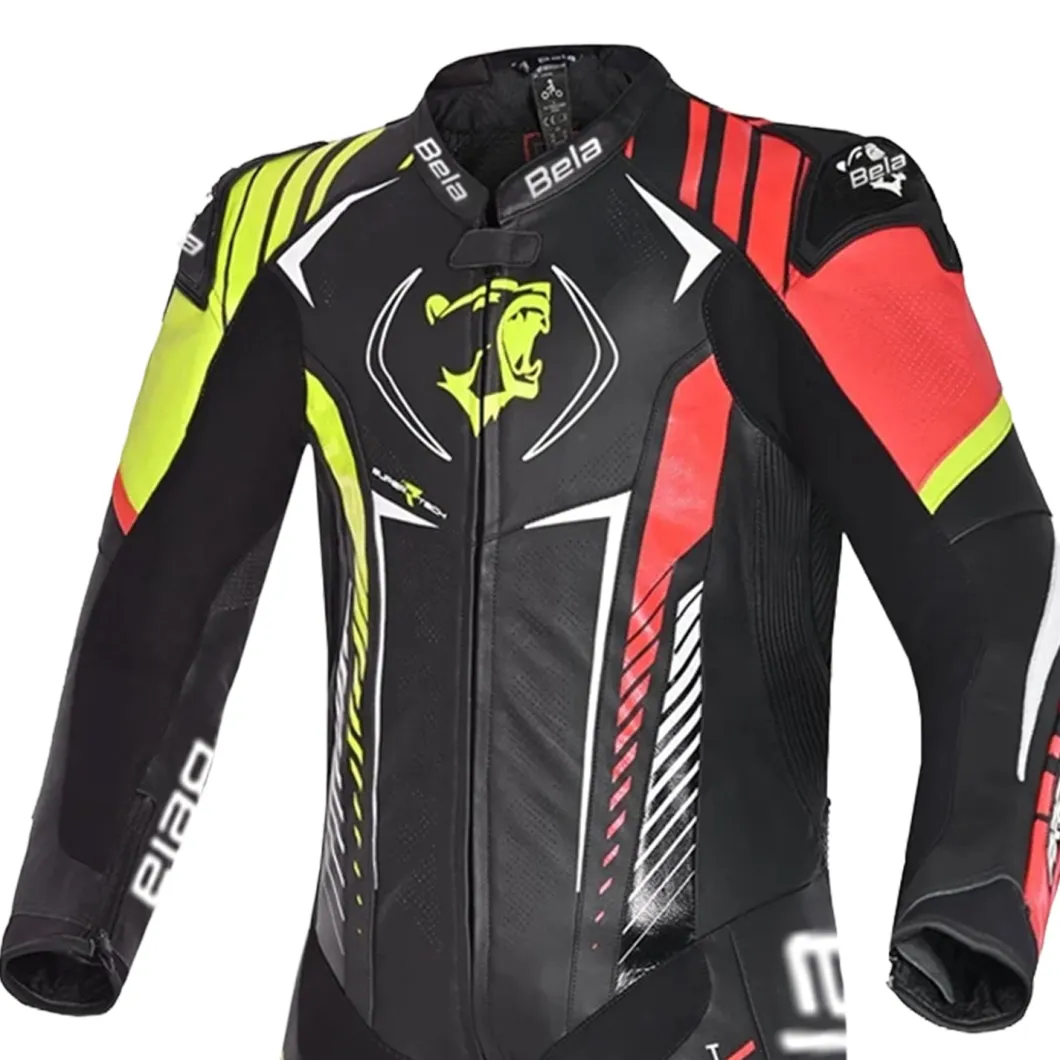 Bela Aragone Black/Red/Yellow Full-Length Motorcycle Suit (1 PC)