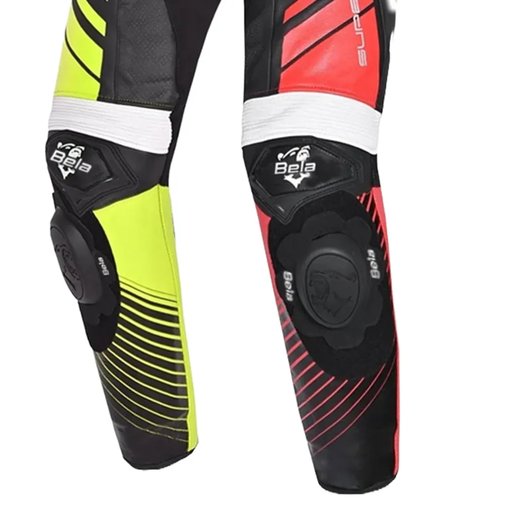 Bela Aragone Black/Red/Yellow Full-Length Motorcycle Suit (1 PC)