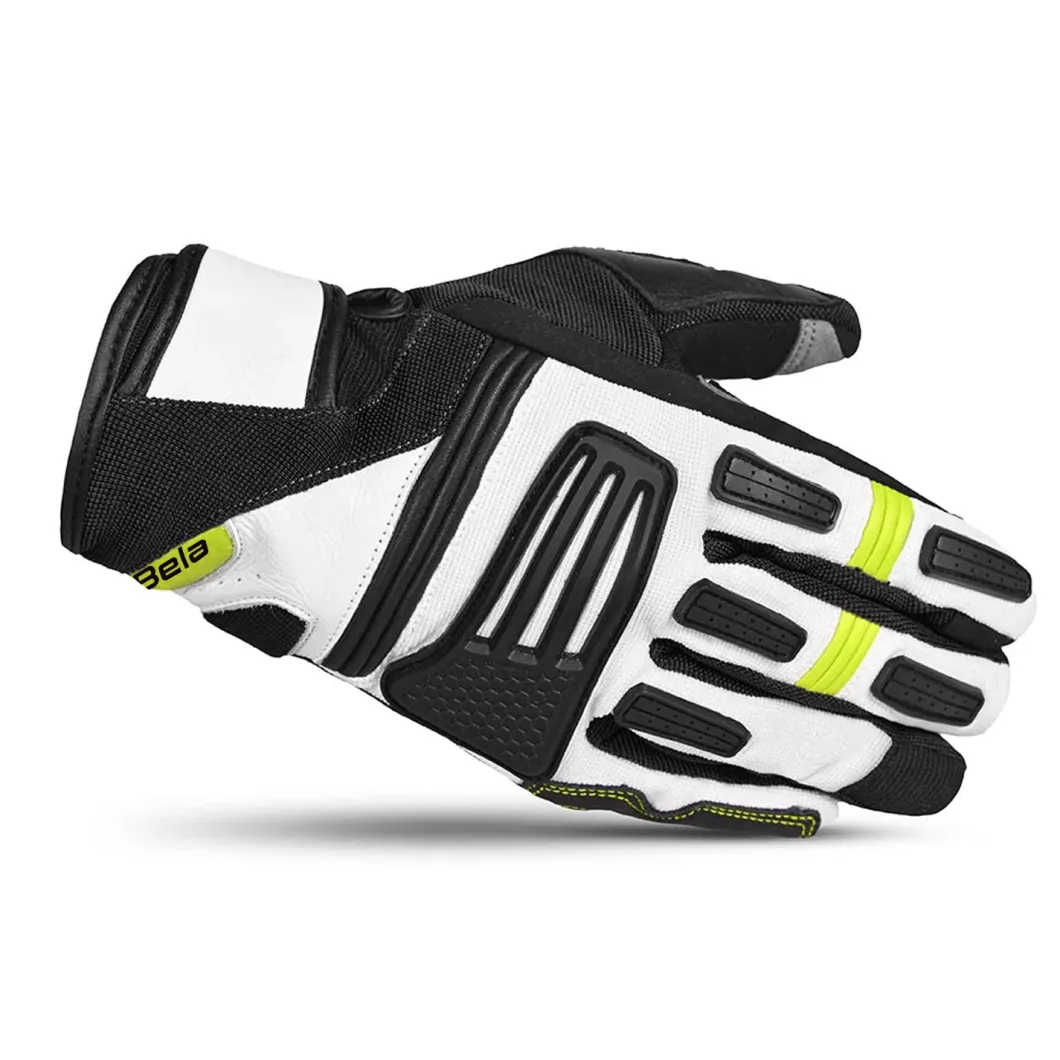 Bela Arizona Summer Gloves Black / White / Fluorescent Yellow