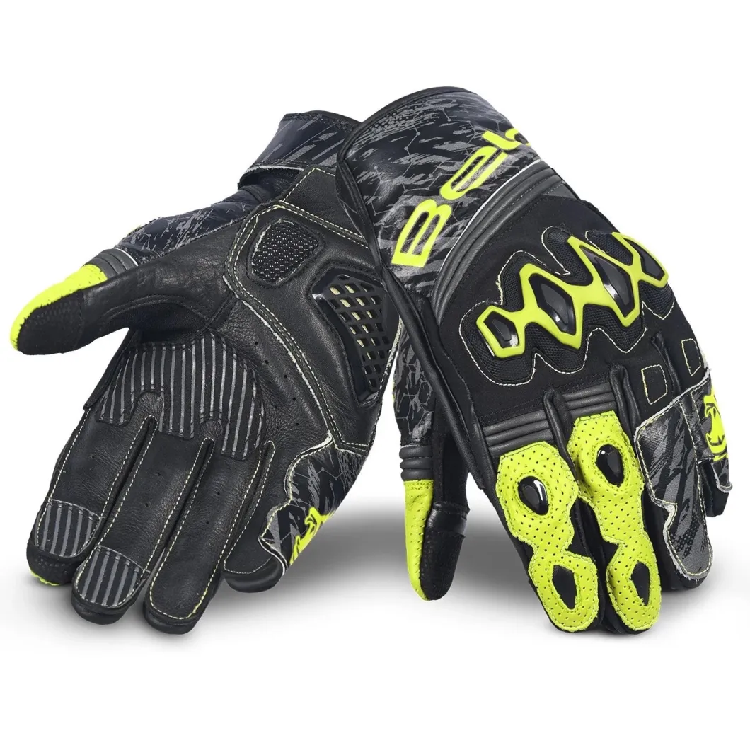 BELA ARMOUR PRO GUANTI DI MOTO UOMO CORTA NERO GIALLO FLUO