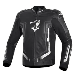 BELA BEAST MEN'S LEATHER JACKET BLACK ANTHIRA WHITE