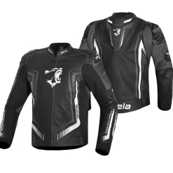 BELA BEAST MEN'S LEATHER JACKET BLACK ANTHIRA WHITE