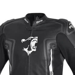 BELA BEAST MEN'S LEATHER JACKET BLACK ANTHIRA WHITE