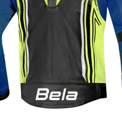BELA BEAST MEN'S LEATHER JACKET BLACK WHITE YELLOW BLUE