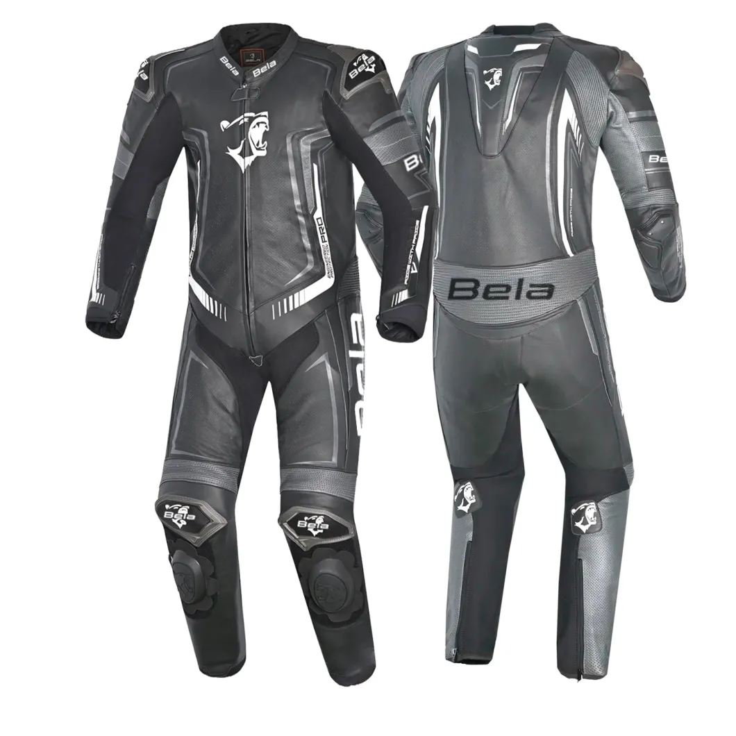 Bela Beast Motorcycle Suit Black/White/Dark Grey One-Piece Suit (1 Piece)