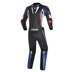 BELA BEAST 2 PC TUTA DI MOTO NERO BIANCO BLU ROSSO