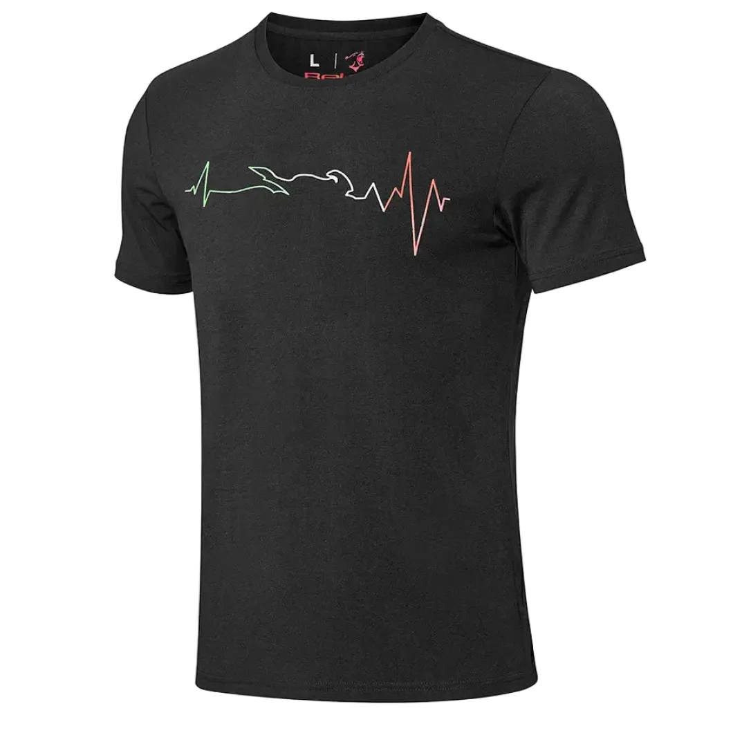 Bela Black Heartbeat ECG T-Shirt Italy Men