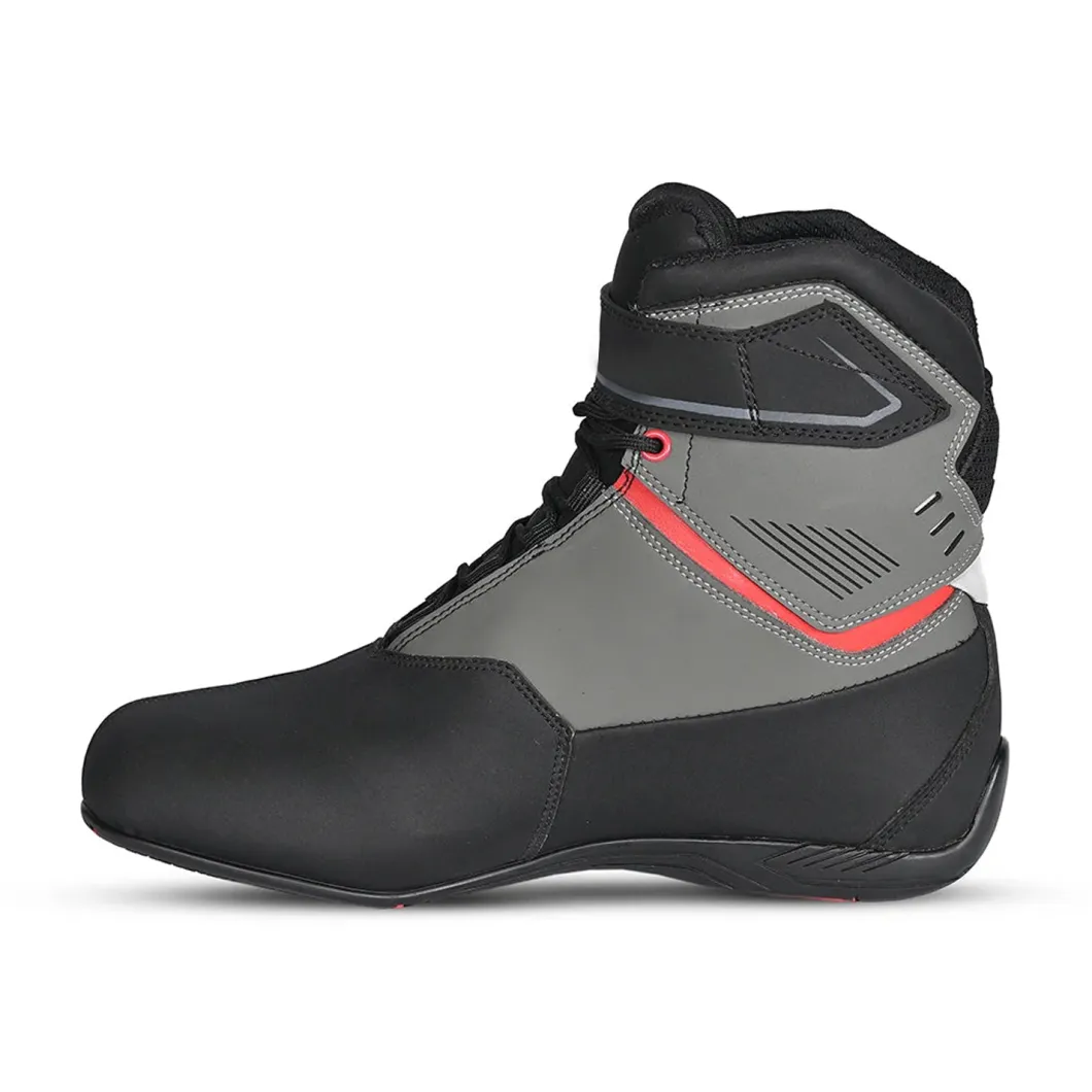 BELA BLAZE MAN LEATHER MOTORCYCLE BOOTS BLACK GREY RED