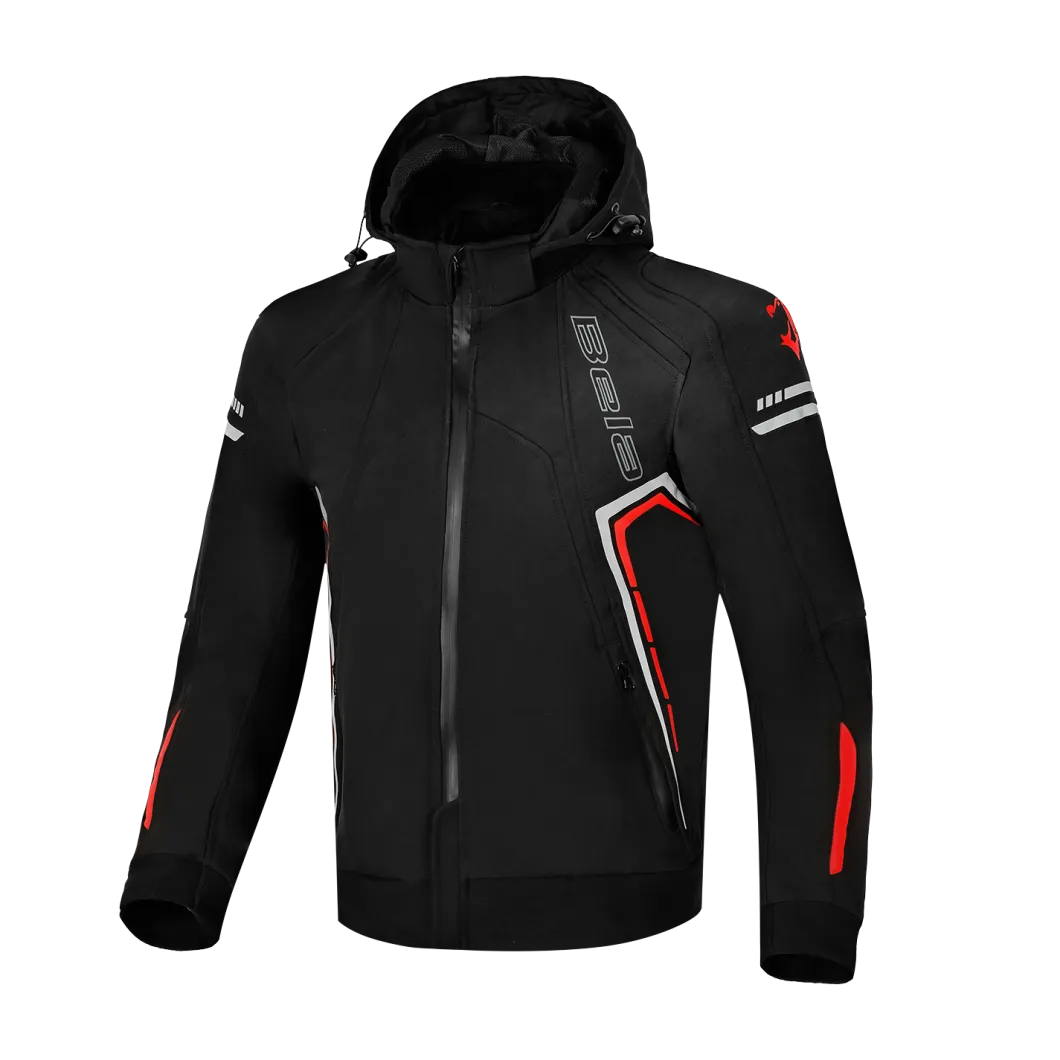 Bela Breeze Men's Softshell Jacket Removable Hood Black/Red