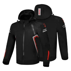 Bela Breeze Men's Softshell Jacket Removable Hood Black/Red