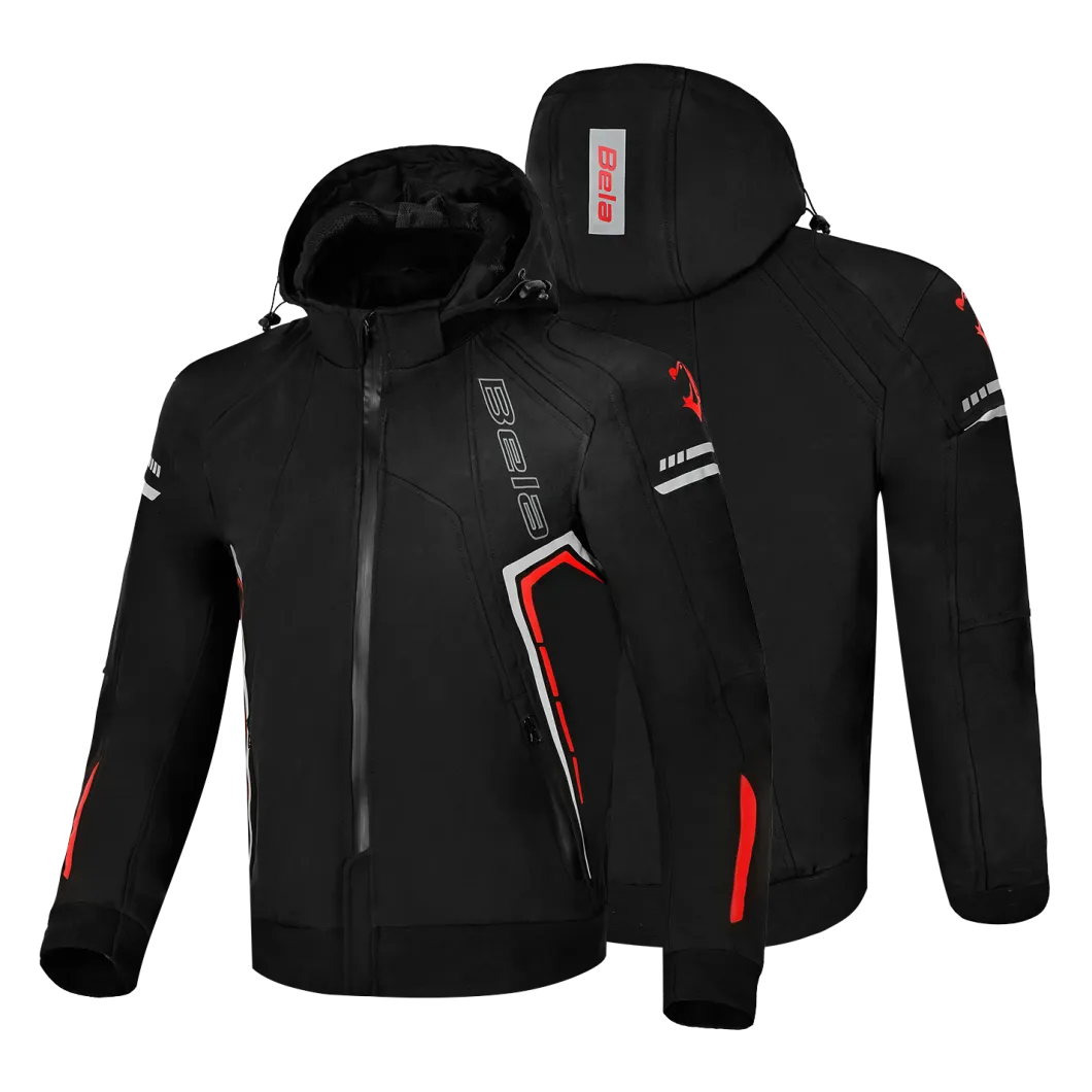 Bela Breeze Men's Softshell Jacket Removable Hood Black/Red