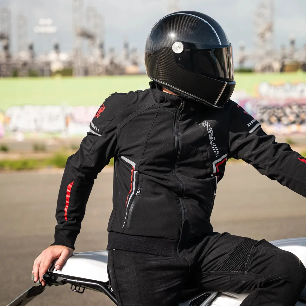 Bela Breeze Men's Softshell Jacket Removable Hood Black/Red