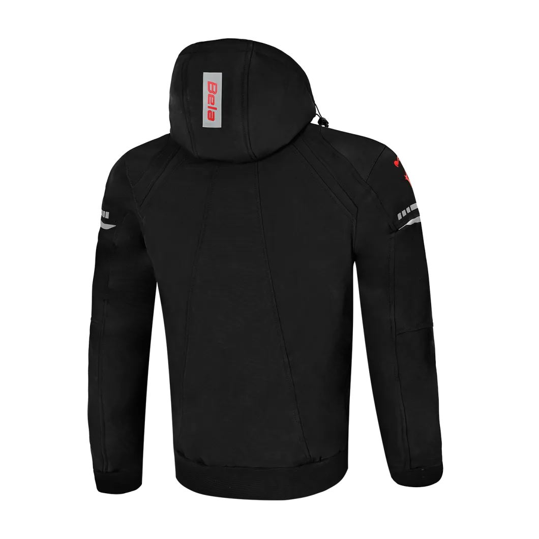 Bela Breeze Men's Softshell Jacket Removable Hood Black/Red