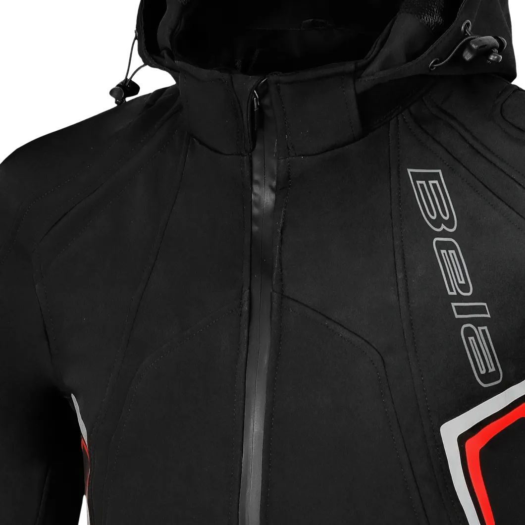 Bela Breeze Men's Softshell Jacket Removable Hood Black/Red