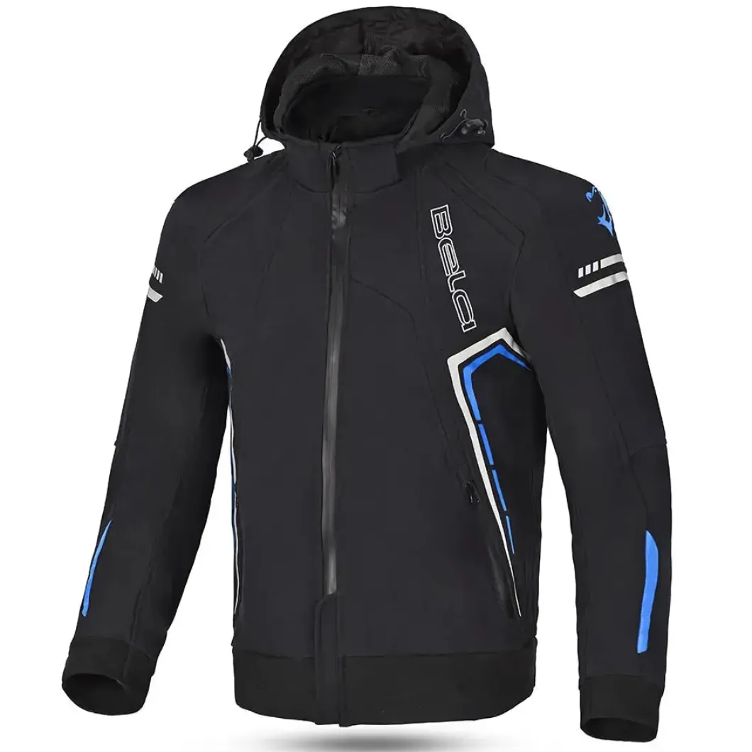 Bela Breeze Men's Softshell Jacket Removable Hood Black/Blue