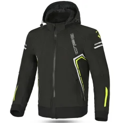 Bela Breeze Men's Softshell Jacket Removable Hood Black/Fluorescent Yellow