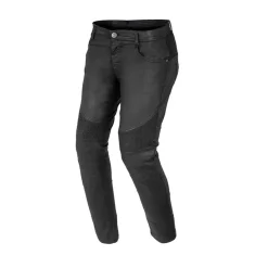 Bela Cat Women's Wax Coated Denim Pants Black