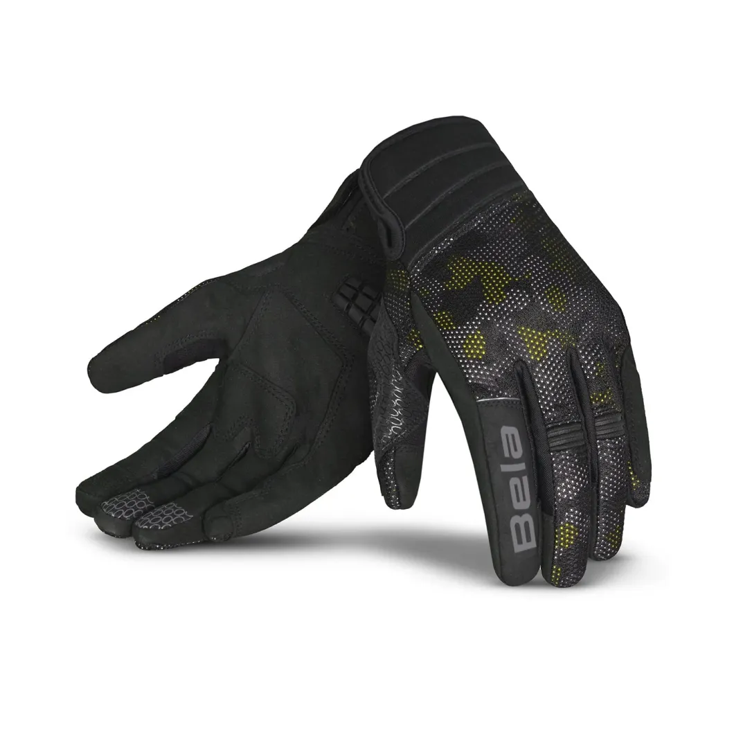 BELA Cirus Camo Summer Fabric Gloves Black/Fluorescent Yellow/Camo