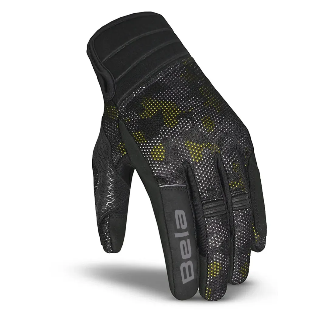 BELA Cirus Camo Summer Fabric Gloves Black/Fluorescent Yellow/Camo