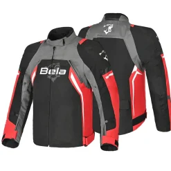 Bela Cordaniel Motorcycle Jacket Black Dark Grey Red