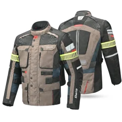 Bela Cross Road Extreme WP Three-Layer Motorcycle Jacket for Men Navy Blue / Brown (Removable Sleeves)