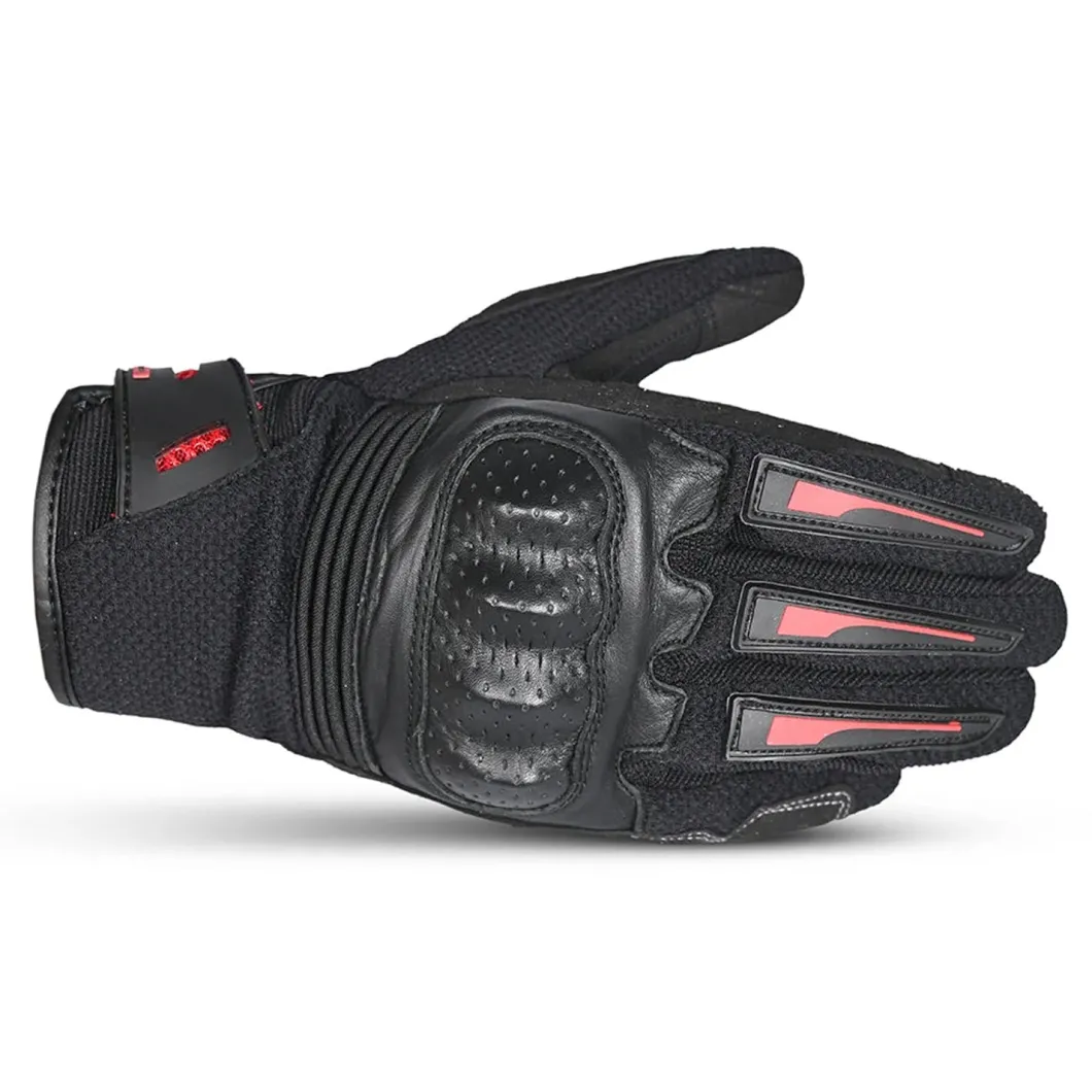 Bela Drift Women's Fabric Motorcycle Gloves Black Red