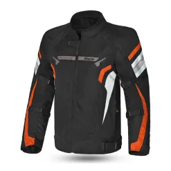 BELA HIGHLAND GIACCA DI MOTO UOMO NERO BIANCO ARANCIONE