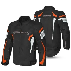 BELA HIGHLAND GIACCA DI MOTO UOMO NERO BIANCO ARANCIONE