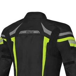 BELA HIGHLAND WOMEN'S MOTORCYCLE JACKET BLACK GREY AND YELLOW FABRIC