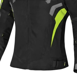 BELA HIGHLAND WOMEN'S MOTORCYCLE JACKET BLACK GREY AND YELLOW FABRIC