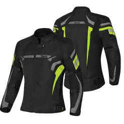 BELA HIGHLAND WOMEN'S MOTORCYCLE JACKET BLACK GREY AND YELLOW FABRIC