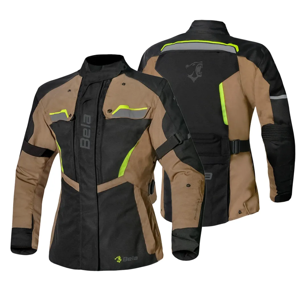 BELA HURRICANE 3 IN 1 GIACCA DI MOTO DONNA NERO SABBIA GIALLO FLUO