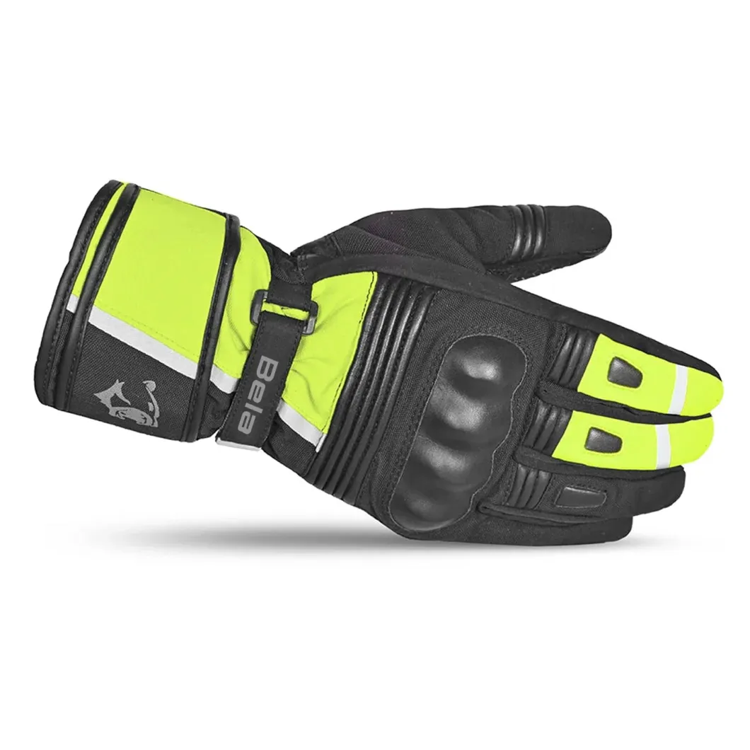 Bela Ice Winter WP Women's Motorcycle Gloves Black Yellow Fluor