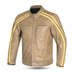 Bela Night Hawk Brown Beige Leather Motorcycle Jacket