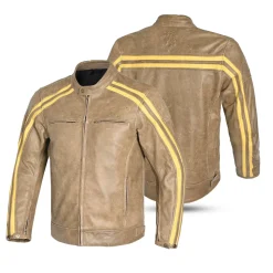 Bela Night Hawk Brown Beige Leather Motorcycle Jacket