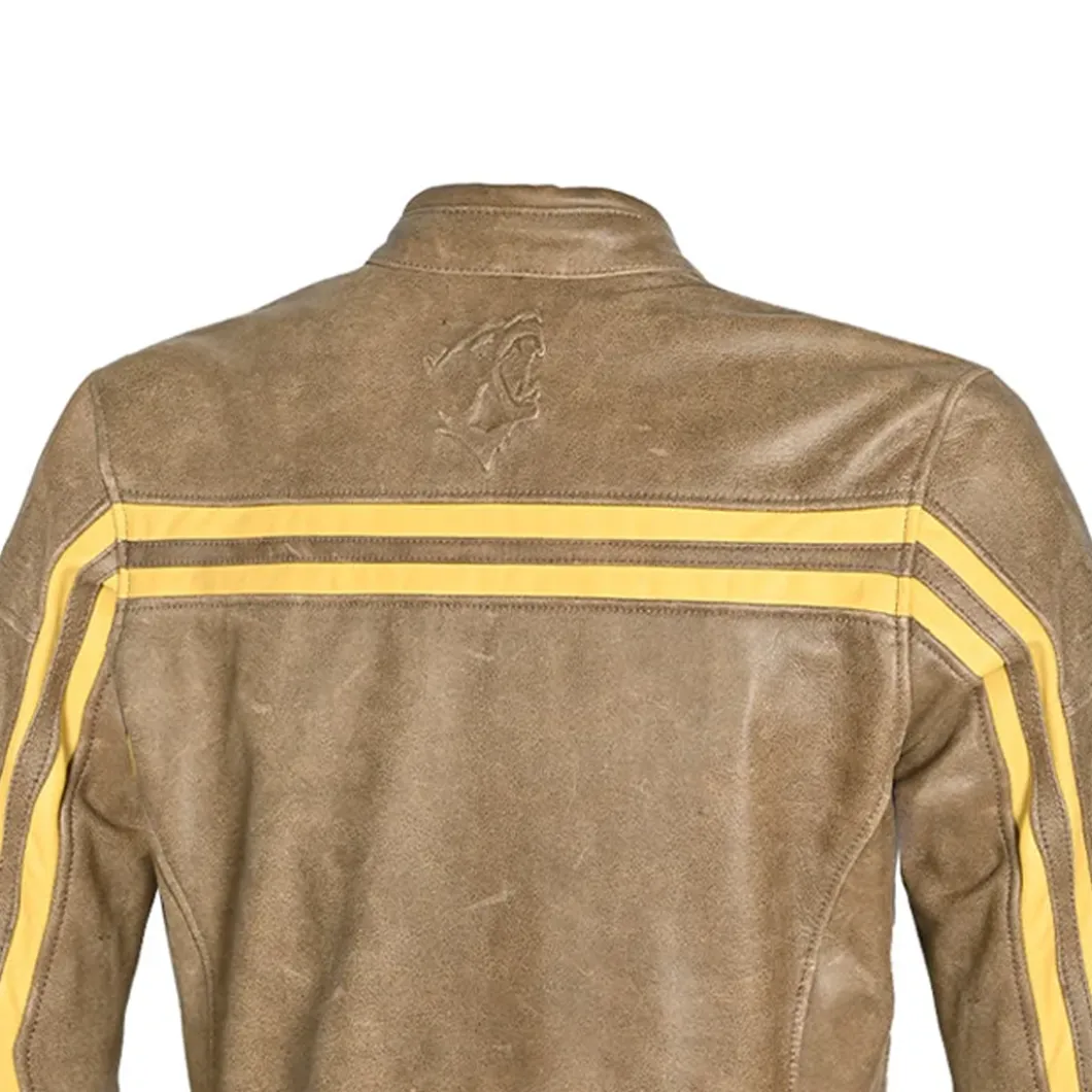 Bela Night Hawk Brown Beige Leather Motorcycle Jacket