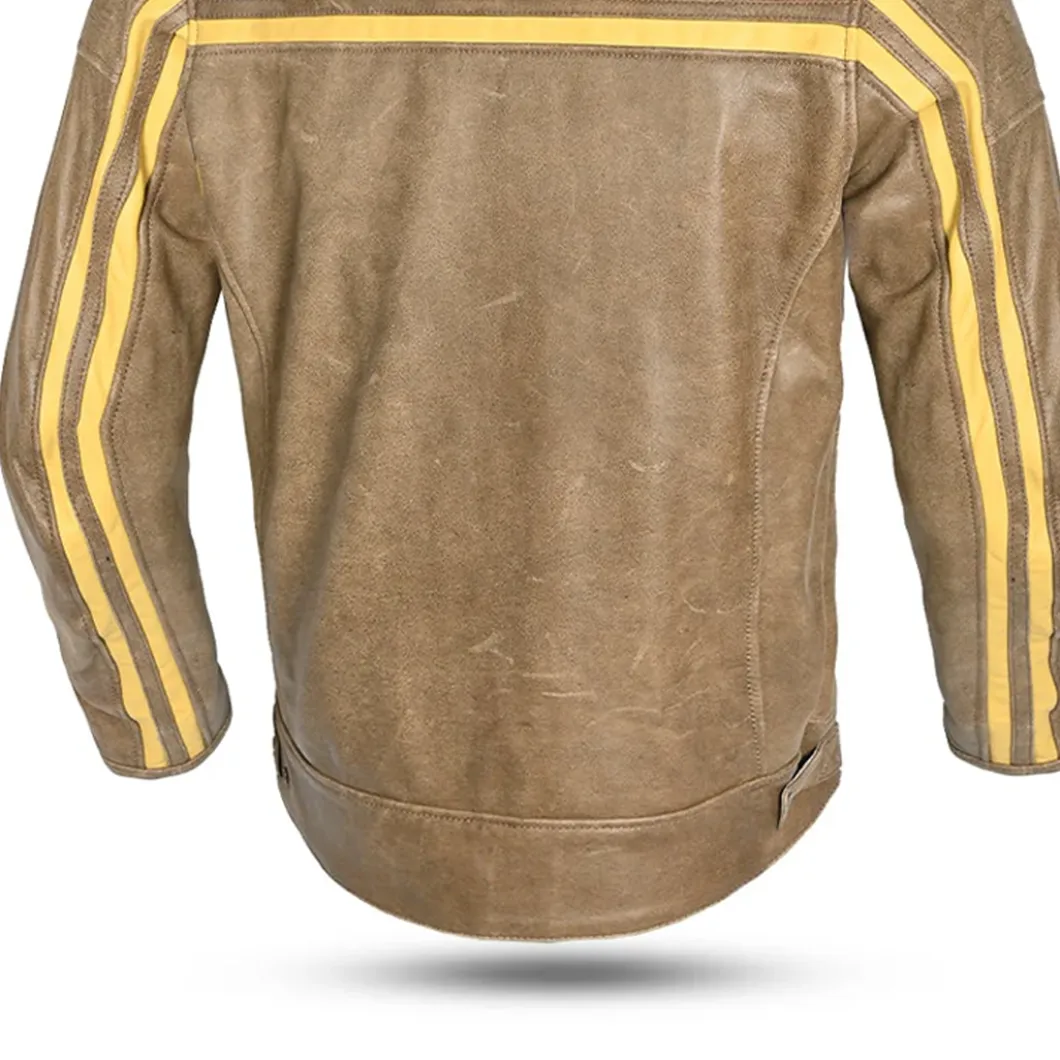 Bela Night Hawk Brown Beige Leather Motorcycle Jacket