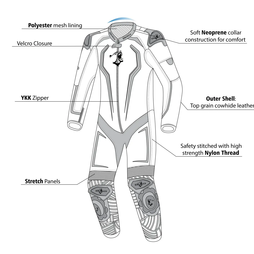 BELA NorthStar 1PC Motorcycle Racing Suits White Black Green